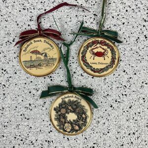 Barlow Christmas Ornaments DELAWARE‎ Theme Lot of 3 Lewes Rehoboth Beach